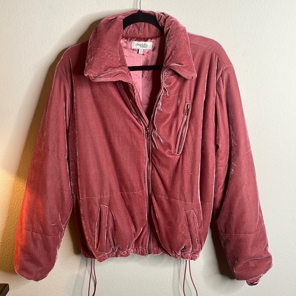 Pink Suede Puffer Jacket - Picture 1 of 4